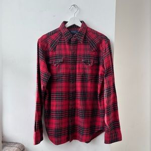 Plaid Western Flannel Shirt.  Size Small